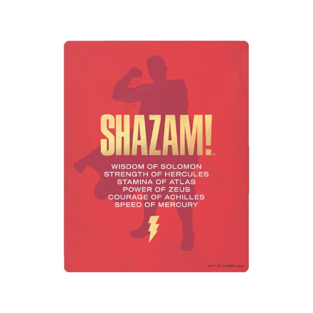 シャザム！神々の怒り |シルエットを曲げる メタルプリント (正面)