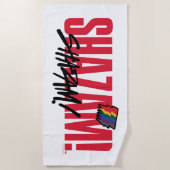 シャザム！神々の怒り |レインボーボルトロゴ ビーチタオル (正面)