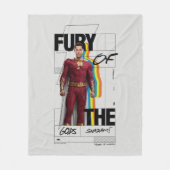 シャザム!神々の怒り |レトロアルバムスタイルアート フリースブランケット (正面)