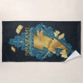 シャザム！神々の怒り | Realm of the Gods Logo ビーチタオル (正面)