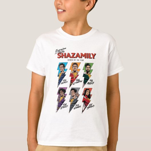 シャザム！神々の怒り | SHAZAMily漫画ボルト Tシャツ (正面)