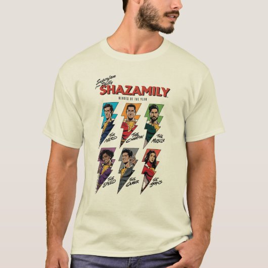 シャザム！神々の怒り | SHAZAMily漫画ボルト Tシャツ (正面)