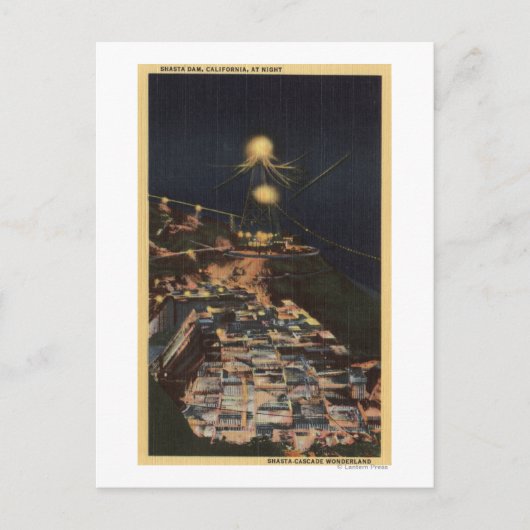 シャスタダムの夜景 ポストカード (正面)