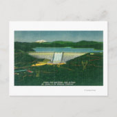 シャスタダム、湖、山の空中表示 ポストカード (正面)