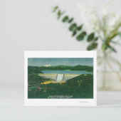 シャスタダム、湖、山の空中表示 ポストカード (スタンド正面)