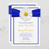 シャスタデイジーとブルーリボン結婚式招待状 招待状 (正面/裏面)