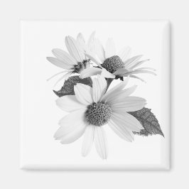 シャスタデイジーの白黒花モザイク マグネット