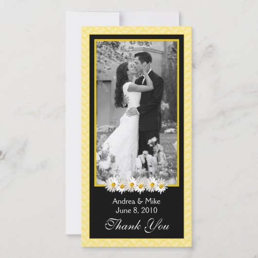 シャスタデイジーイエローブラック結婚ズ・サンキュー サンキューカード (正面)