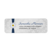 シャスタデイジーネイビーブルーリボン住所 シール (正面)