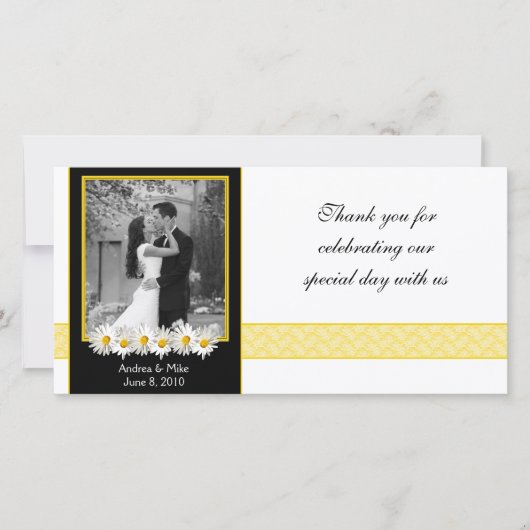 シャスタデイジーブラック金ゴールド結婚ズサンキューユー サンキューカード (正面)