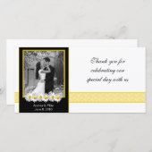 シャスタデイジーブラック金ゴールド結婚ズサンキューユー サンキューカード (正面/裏面)