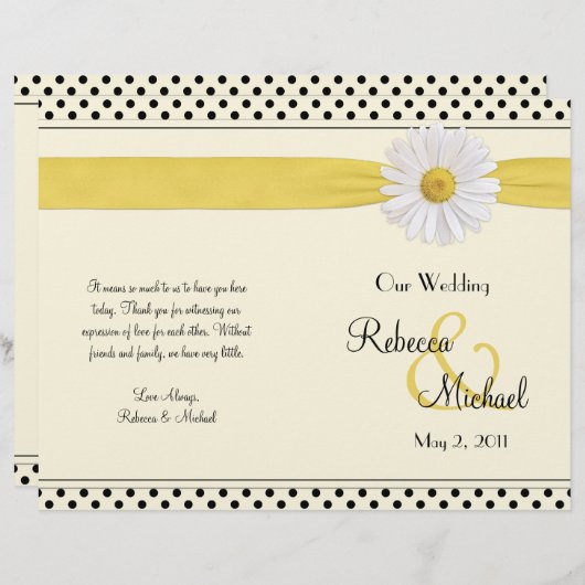 シャスタデイジー水玉模様結婚式 プログラム (正面/裏面)
