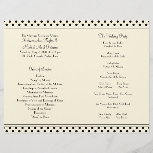 シャスタデイジー水玉模様結婚式 プログラム (裏面)