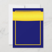 シャスタデイジー黄色のリボン ネイビーブルーの結婚式 セーブザデート (裏面)