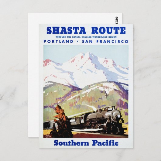 シャスタルートヴィンテージ旅行ポスター復元 ポストカード (正面/裏面)