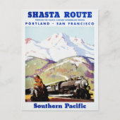 シャスタルートヴィンテージ旅行ポスター復元 ポストカード (正面)