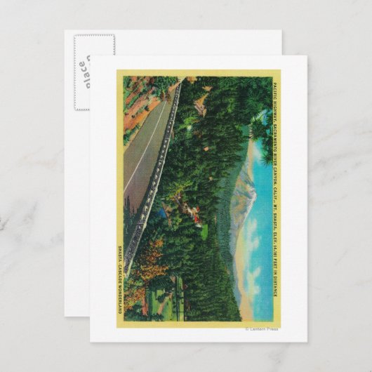 シャスタ山を離れた太平洋高速道路 ポストカード (正面/裏面)