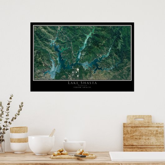 シャスタ湖カリフォルニア衛星ポスターマップ ポスター (キッチン)