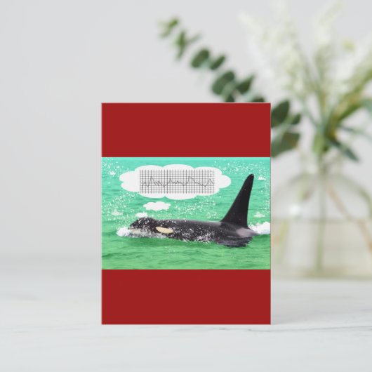 シャチのクジラのクリスマスの緑海のメリークリスマス シーズンポストカード (スタンド正面)