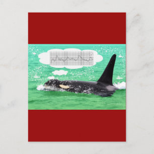 シャチのクジラのクリスマスの緑海のメリークリスマス シーズンポストカード