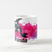 シャチのクジラのピンクの(ばちゃばちゃ)跳ねるのマグ コーヒーマグカップ (中央)