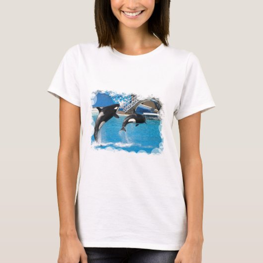 シャチのクジラの女性Tシャツ Tシャツ (正面)