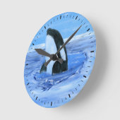 シャチのクジラの柱時計 ラウンド壁時計 (傾斜)