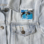 シャチのクジラの正方形ボタン 缶バッジ (インサイチュ)