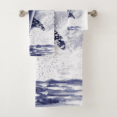 シャチのクジラの水彩画の青 バスタオルセット (インサイチュ)