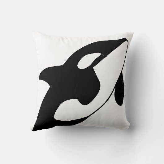 シャチのクジラの白黒正方形の枕 クッション (裏面)