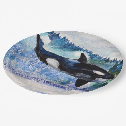 シャチのクジラの芸術のカスタムな紙皿 ペーパープレート (アングル)