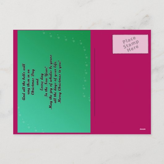 シャチのクジラはクリスマスの休日の航行を来ます シーズンポストカード (裏面)