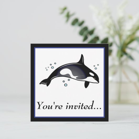 シャチのクジラを持つ誕生日のパーティの招待状 招待状 (スタンド正面)
