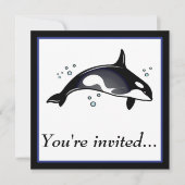 シャチのクジラを持つ誕生日のパーティの招待状 招待状 (正面)