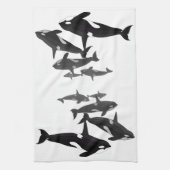シャチのクジラタオルのシャチの皿タオル及び装飾 キッチンタオル (縦)