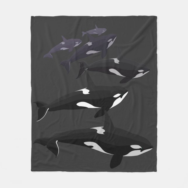 シャチのクジラ毛布のシャチのフリースブランケット フリースブランケット (正面)