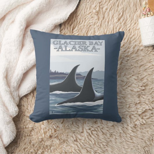 シャチのクジラ#1 -グレーシャー入江、アラスカ クッション (ブランケット)