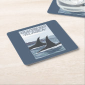 シャチのクジラ#1 -グレーシャー入江、アラスカ スクエアペーパーコースター (アングル)