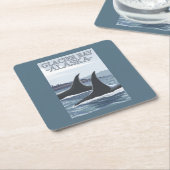 シャチのクジラ#1 -グレーシャー入江、アラスカ スクエアペーパーコースター (アングル)