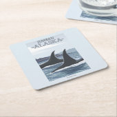 シャチのクジラ#1 -ジュノー、アラスカ スクエアペーパーコースター (アングル)