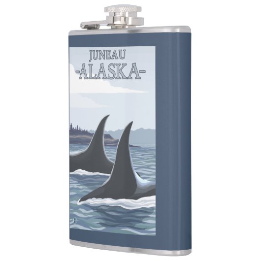 シャチのクジラ#1 -ジュノー、アラスカ フラスク (左)