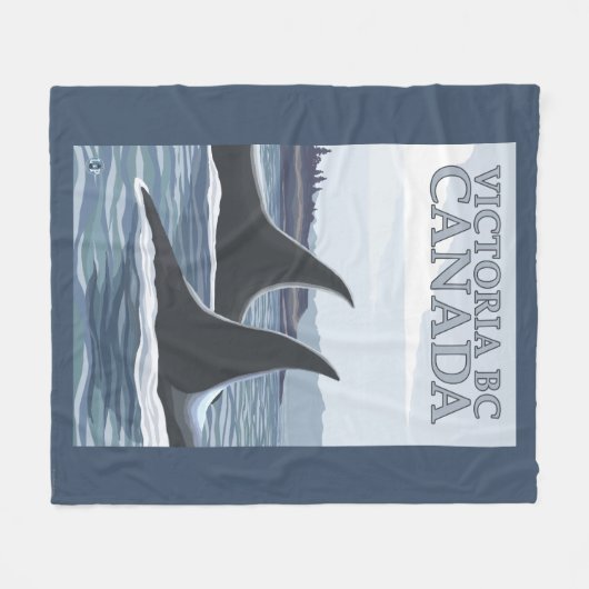 シャチのクジラ#1 -ビクトリア、紀元前にカナダ フリースブランケット (正面(横))