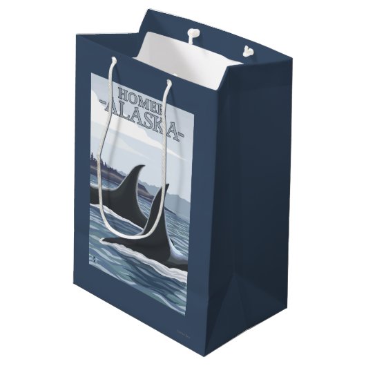 シャチのクジラ#1 -ホーマー、アラスカ ミディアムペーパーバッグ (裏面アングル)