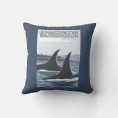 シャチのクジラ#1 - Anacortes、ワシントン州 クッション (裏面)