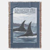 シャチのクジラ#1 - Anacortes、ワシントン州 スローブランケット (正面縦)
