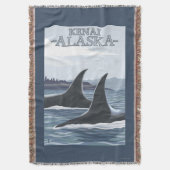 シャチのクジラ#1 - Kenai、アラスカ スローブランケット (正面縦)