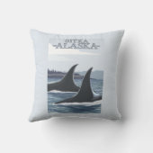 シャチのクジラ#1 - Sitka、アラスカ クッション (裏面)