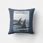 シャチのクジラ#1 - Sitka、アラスカ クッション (裏面)