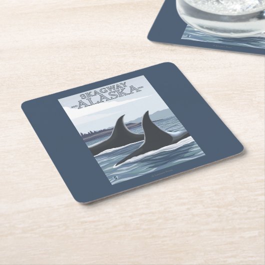 シャチのクジラ#1 - Skagway、アラスカ スクエアペーパーコースター (アングル)