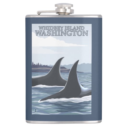 シャチのクジラ#1 - Whidbey、ワシントン州 フラスク (正面)
